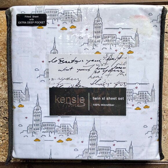 Kensie Home NYC Taxi Cab TWIN XL Sheet Set - New York City Skyline Cabs - Picture 1 of 3